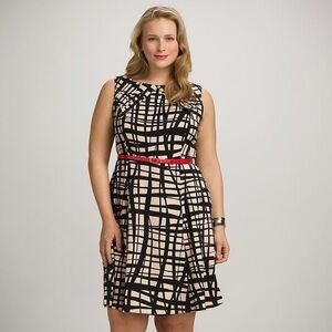 Dressbarn A Line Black and Beige Sleeveless Dress